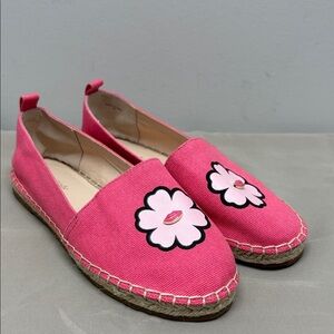 Kate Spade Gavyn Pink Peony Lip Floral Shoes Espadrille Flats SZ 8 M NEW
